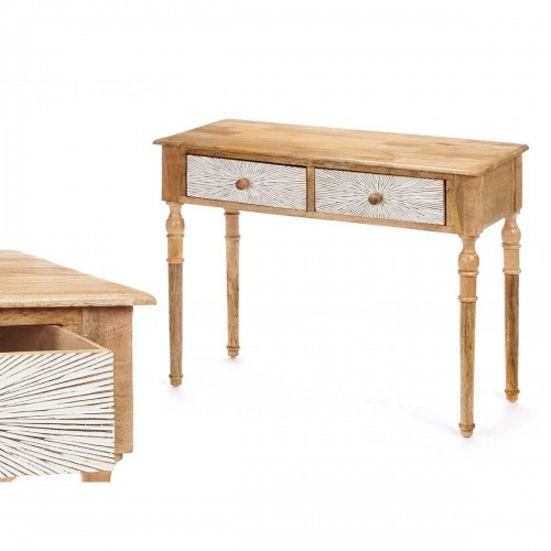 Gift Decor Мебель для прихожей с 2 ящиками Белый Коричневый Древесина манго 98 x 77 x 42 cm Лучи image 4