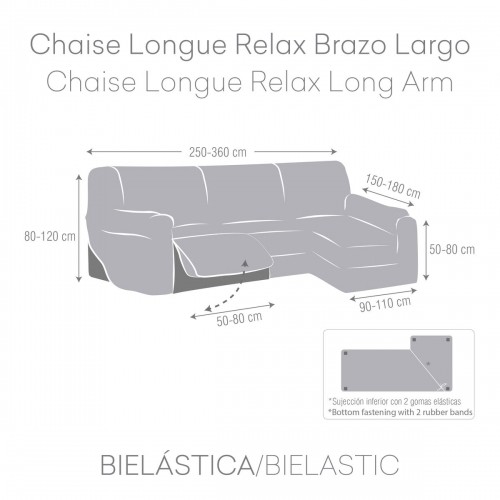 Right long arm chaise longue cover Eysa JAZ Beige 180 x 120 x 360 cm image 4