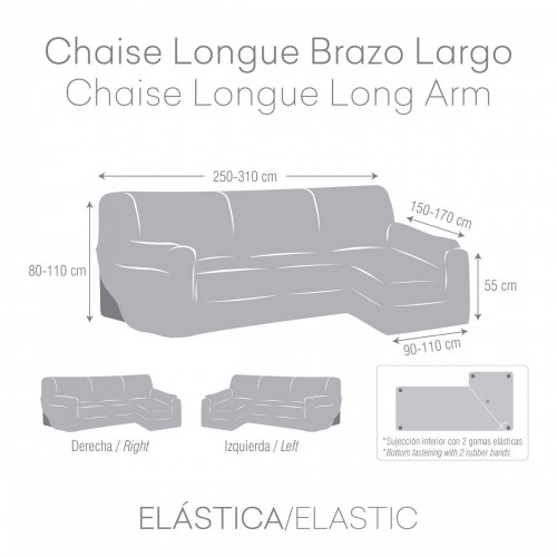 Left long arm chaise longue cover Eysa TROYA White 170 x 110 x 310 cm image 4