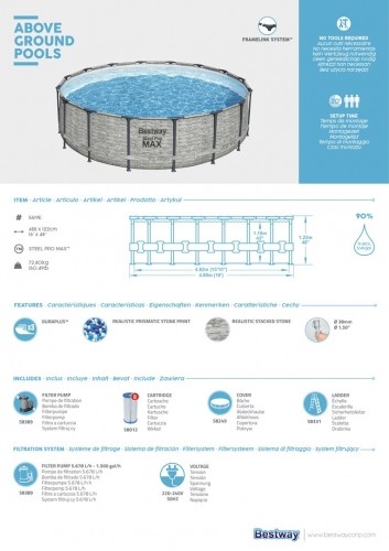 Bestway Steel Pro MAX Above Ground Pool Set Round 4.88 m x 1.22 m image 4