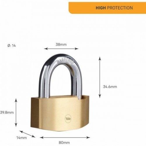 Key padlock Yale Rectangular Golden image 4