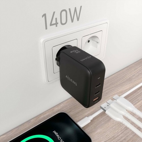 Wall Charger Aisens ASCH-140W3P031-BK 140 W Black (1 Unit) image 4