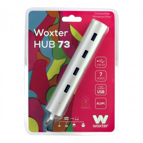USB Hub Woxter PE26-142 White Silver Aluminium (1 Unit) image 4