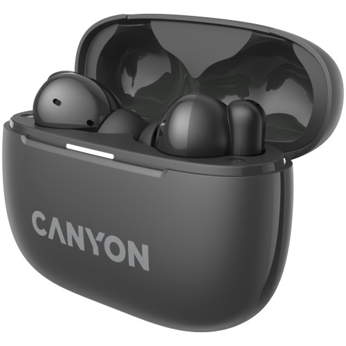 CANYON OnGo TWS-10 ANC+ENC, Bluetooth Headset, microphone, BT v5.3 BT8922F, Frequence Response:20Hz-20kHz, battery Earbud 40mAh*2+Charging case 500mAH, type-C cable length 24cm,size 63.97*47.47*26.5mm 42.5g, Dark Grey image 4