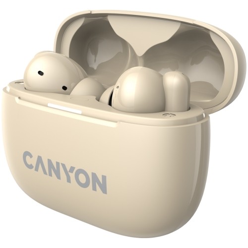 CANYON OnGo TWS-10 ANC+ENC, Bluetooth Headset, microphone, BT v5.3 BT8922F, Frequence Response:20Hz-20kHz, battery Earbud 40mAh*2+Charging case 500mAH, type-C cable length 24cm,size 63.97*47.47*26.5mm 42.5g, Beige image 4
