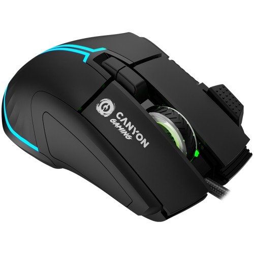 CANYON Fortnax GM-636, 9keys Gaming wired mouse,Sunplus 6662, DPI up to 20000, Huano 5million switch, RGB lighting effects, 1.65M braided cable, ABS material. size: 113*83*45mm, weight: 102g, Black image 4