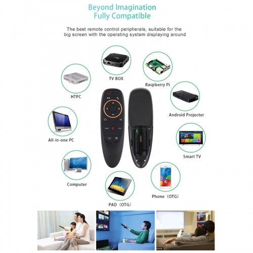 CP G10s Universāla Smart TV Air Mouse - Bezvadu / IR Pults Balss Asistents & Giroskops Melna image 4