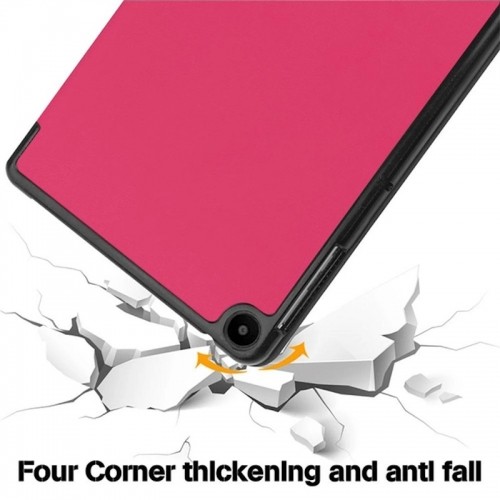 iLike Tri-Fold Plāns Eko-Ādas Statīva Maks Samsung Tab S9 11'' X710 / X716B / X718U (2023) Koraļļu rozā image 4