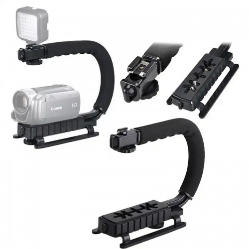 Elight 4U Rokas stabilizātors Telefonam & Sporta / DLSR Kamerai ar 1/4 fix ar Led Gaismu / Mikrofonu image 4