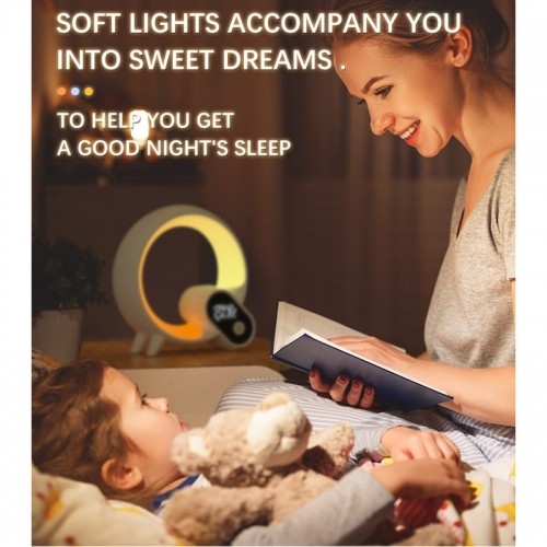Elight D3 Smart Q-Shape Galda Pulksnetis Lampa ar Bluetooth skaļruni Wake-Up gaismu un balto troksni Balts image 4