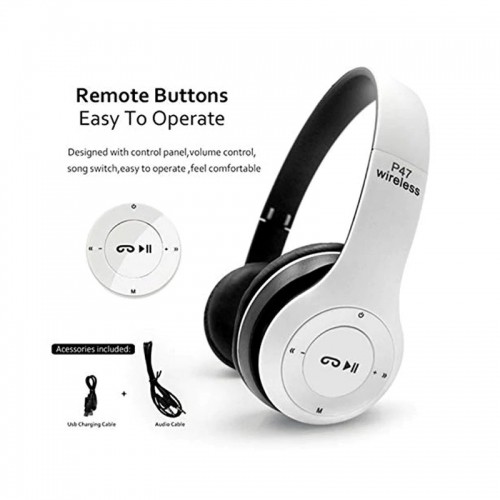 iWear BITS Шумопоглащающие Bluetooth 5.0 Безпроводные Стерео наушники с FM Радио / MP3 Mico SD и функцией звонка Белый image 4