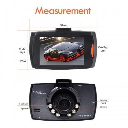 iWear GT3 HD automašīnas DVR paneļa videokamera ar G-sensoru 1080p HD 140° plašs leņķis 2,7'' LCD melns image 4