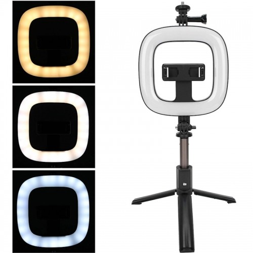 CP X1 LED 16cm Uzlādējama Selfie Lampa ar BT Pulti & Rokturi + Grīdas statīvu 20-90cm + Telefona stiprinājums image 4