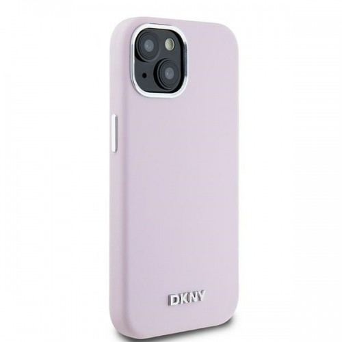 DKNY DKHMP14SSMCHLP iPhone 14 | 15 | 13 6.1" różowy|pink hardcase Liquid Silicone Small Metal Logo MagSafe image 4