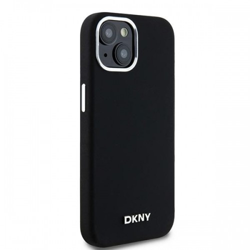 DKNY DKHMP15SSMCHLK iPhone 15 | 14 | 13 6.1" czarny|black hardcase Liquid Silicone Small Metal Logo MagSafe image 4