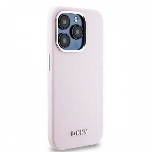 DKNY DKHMP15LSMCHLP iPhone 15 Pro 6.1" różowy|pink hardcase Liquid Silicone Small Metal Logo MagSafe image 4