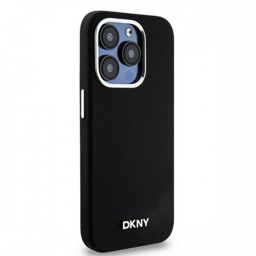 DKNY DKHMP15LSMCHLK iPhone 15 Pro 6.1" czarny|black hardcase Liquid Silicone Small Metal Logo MagSafe image 4