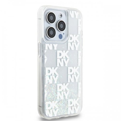 DKNY DKHCP15LLCPEPT iPhone 15 Pro 6.1" biały|white hardcase Liquid Glitter Multilogo image 4