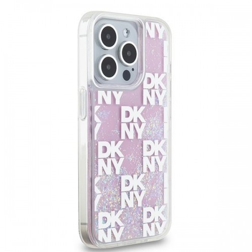 DKNY DKHCP15LLCPEPP iPhone 15 Pro 6.1" różowy|pink hardcase Liquid Glitter Multilogo image 4