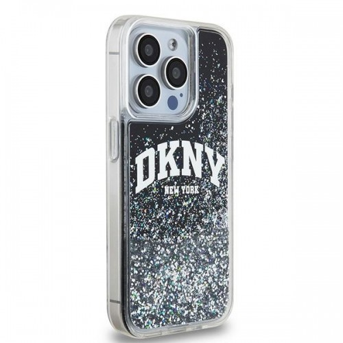DKNY DKHCP15LLBNAEK iPhone 15 Pro 6.1" czarny|black hardcase Liquid Glitter Big Logo image 4