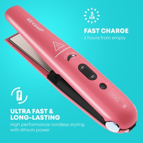 Revamp ST-1700PK-EB Progloss Liberate Cordless Ceramic Compact Hair Straightener Pink image 4