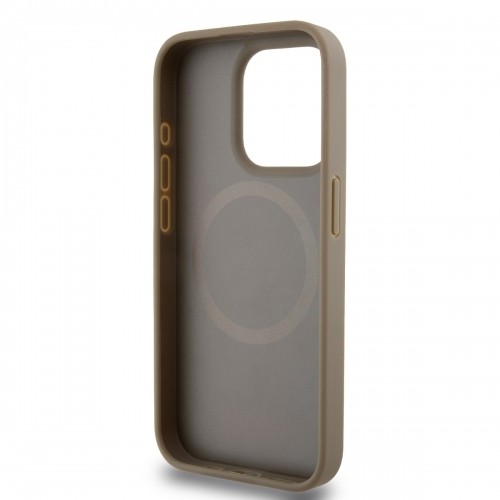 DKNY PU Leather Repeat Pattern Bottom Stripe MagSafe Case for iPhone 15 Pro Max Brown image 4