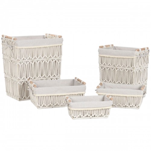 Laundry basket Home ESPRIT White Natural Metal Shabby Chic 42 x 32 x 51 cm 5 Pieces image 4