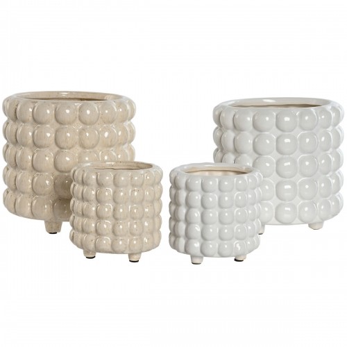 Set of Planters Home ESPRIT White Beige Ceramic 16 x 16 x 16 cm (2 Units) image 4