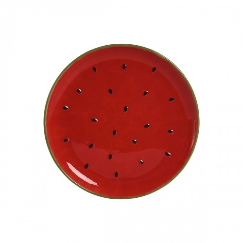Плоская тарелка Home ESPRIT Красный Зеленый Керамика Арбуз 27,5 x 27,5 x 3 cm image 4