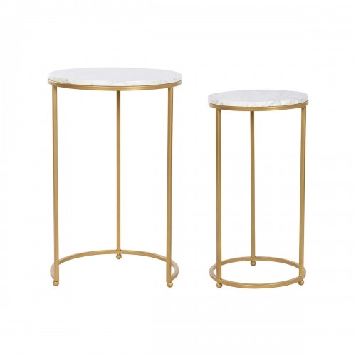 Set of 2 tables Home ESPRIT Golden Metal Marble 40 x 40 x 64 cm image 4