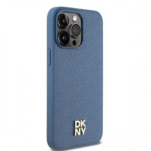 DKNY DKHMP15XPSHRPSB iPhone 15 Pro Max 6.7" niebieski|blue hardcase Leather Monogram Pattern Metal Logo MagSafe image 4