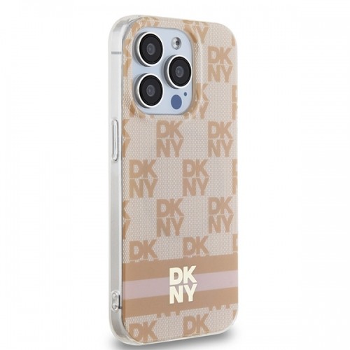 DKNY DKHMP15LHCPTSP iPhone 15 Pro 6.1" różowy|pink hardcase IML Checkered Mono Pattern & Printed Stripes MagSafe image 4