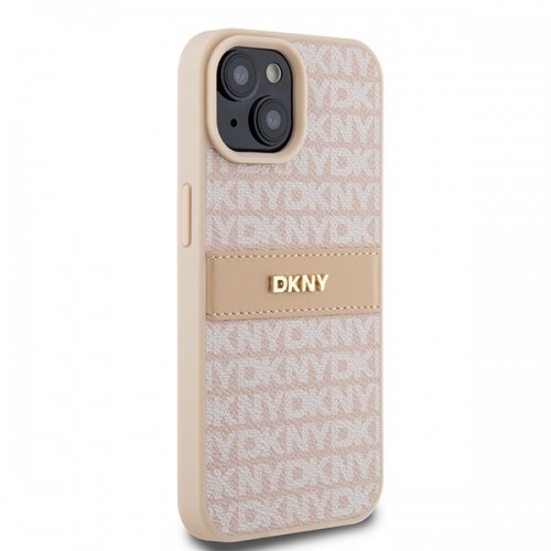 DKNY DKHCP15MPRTHSLP iPhone 15 Plus | 14 Plus 6.7" różowy|pink hardcase Leather Mono Stripe & Metal Logo image 4