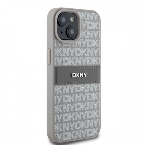 DKNY DKHCP15MPRTHSLE iPhone 15 Plus | 14 Plus 6.7" beżowy|beige hardcase Leather Mono Stripe & Metal Logo image 4