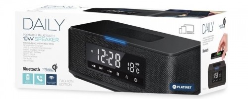 Platinet wireless speaker + clock radio + Qi charger Daily PMGQ15B, black image 4