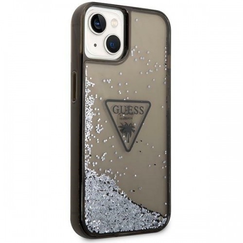 Guess PC|TPU Liquid Glitter Triangle Logo Case for iPhone 14 Plus Black image 4