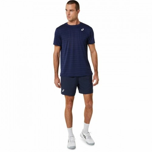 Men’s Short Sleeve T-Shirt Asics Court Navy Blue Tennis image 4