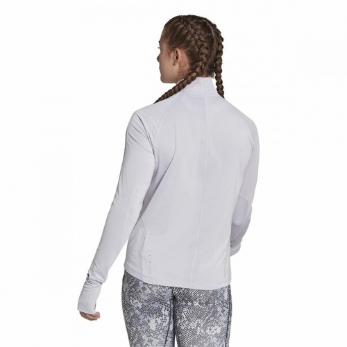 Women's long sleeve T-shirt Adidas Fast 1/2 Zip Lilac Lavendar image 4