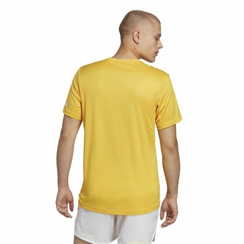 Men’s Short Sleeve T-Shirt Adidas Run It Yellow image 4
