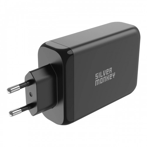 Silver Monkey GaN 130W wall charger 3x USB-C PD 1x USB-A 3.0 QC - black image 4