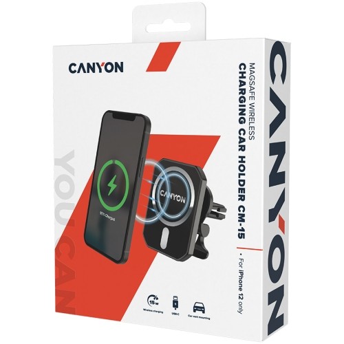 CANYON car charger CM-15 15W Wireless Magnetic for iPhone 12/13 Black image 4