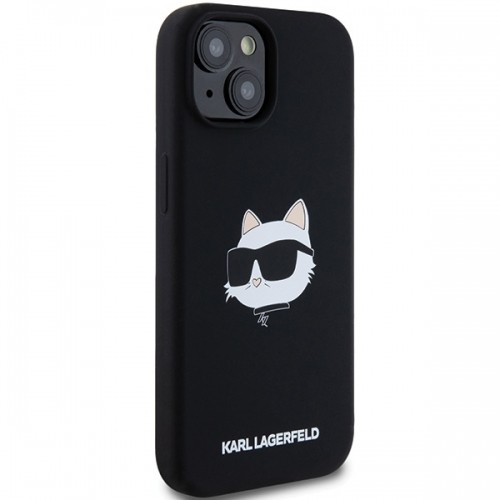 Karl Lagerfeld KLHMP15SSCHPPLK iPhone 15 | 14 | 13 6.1" czarny|black hardcase Silicone Choupette Head MagSafe image 4