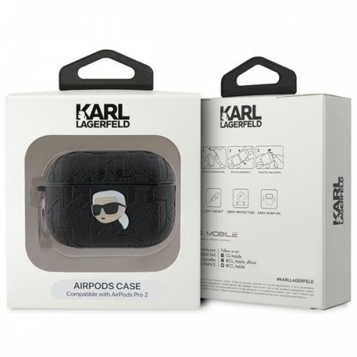 Karl Lagerfeld KLAP2PGKIPK AirPods Pro 2 (2022|2023) cover czarny|black Monogram Karl Head image 4