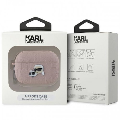 Karl Lagerfeld KLAP2PGKCPP AirPods Pro 2 (2022|2023) cover różowy|pink Monogram Karl & Choupette Head image 4