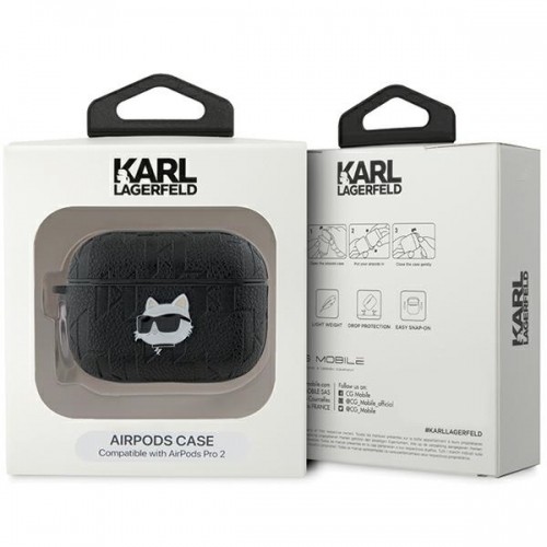 Karl Lagerfeld KLAP2PGCHPK AirPods Pro 2 (2022|2023) cover czarny|black Monogram Choupette Head image 4