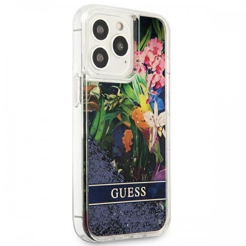 Guess GUHCP13XLFLSB iPhone 13 Pro Max 6,7" niebieski|blue hardcase Flower Liquid Glitter image 4