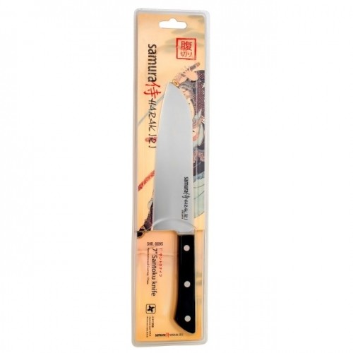 Samura HARAKIRI Универсальный Кухонный нож SANTOKU 7.0"/175mm 59 HRC с Черной ручкой image 4