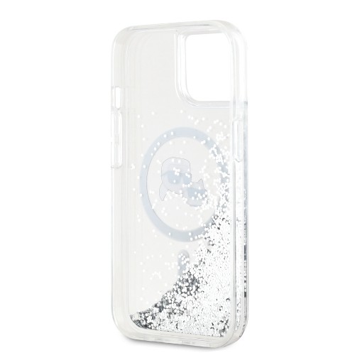 Karl Lagerfeld Liquid Glitter Karl and Choupette Heads MagSafe Case for iPhone 14 Transparent image 4