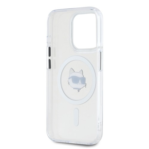 Karl Lagerfeld IML Choupette Head Metal Frame MagSafe Case for iPhone 15 Pro Transparent image 4