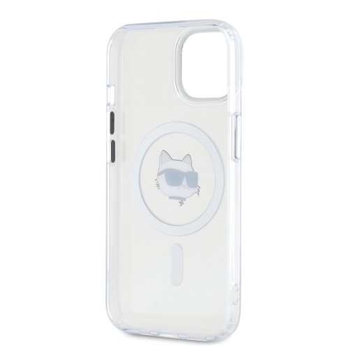 Karl Lagerfeld IML Choupette Head Metal Frame MagSafe Case for iPhone 15 Transparent image 4